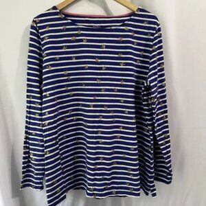 Boden Breton Jersey Top Stripe Gold Birds Women’s Size US 18 Nautical Preppy